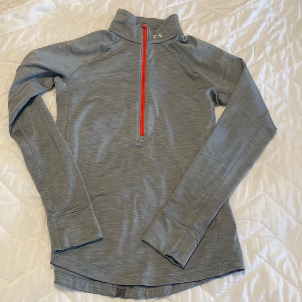 Underarmour mock neck long sleeve zip up small gray